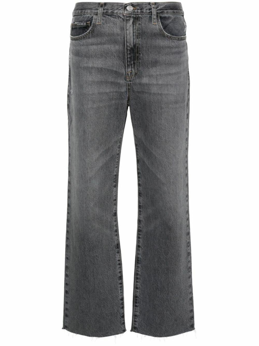 FRAME Grey Straight-Leg Cropped Jeans Size 28